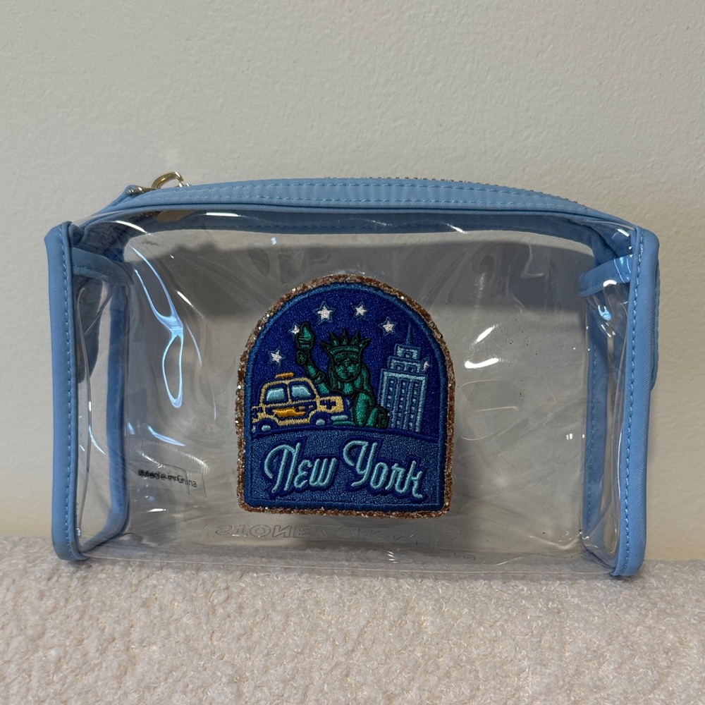 Stoney Clover Lane Clear Cosmetic Pouch with Blue New York Patch